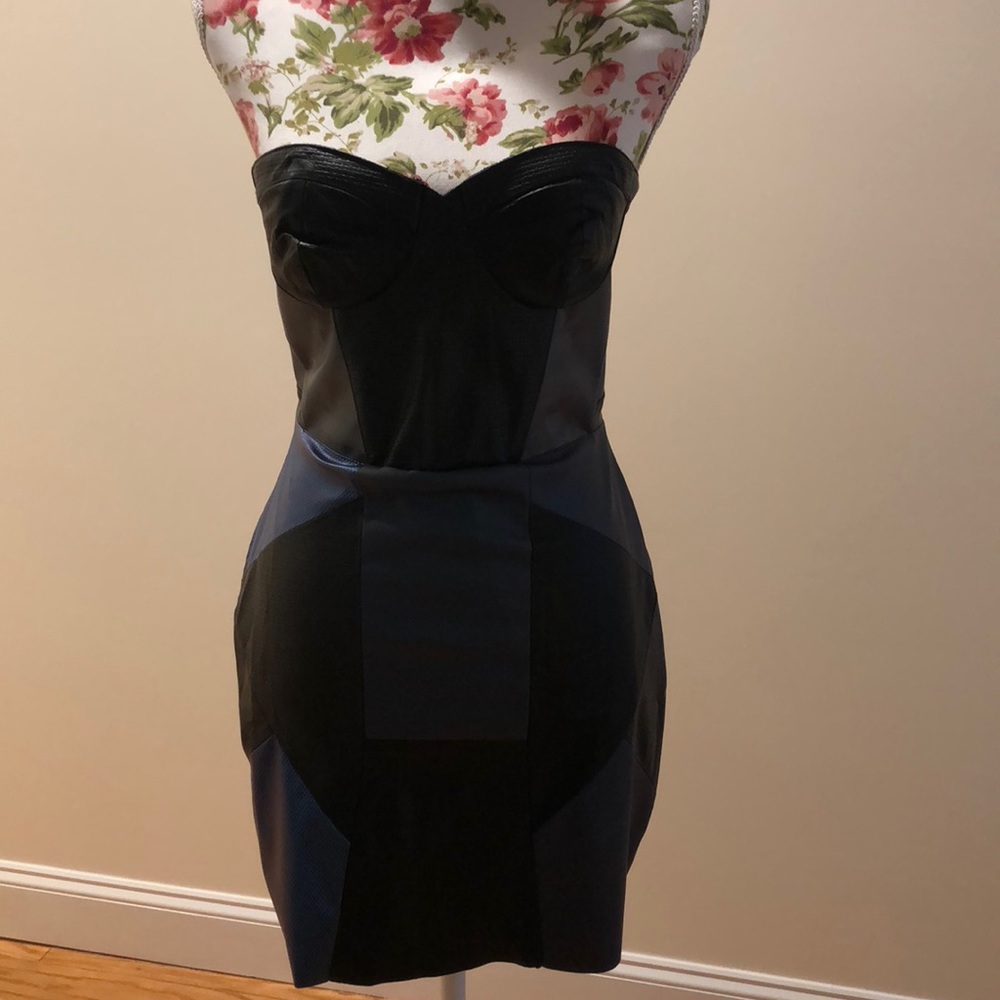Strapless Metallic leather dress
